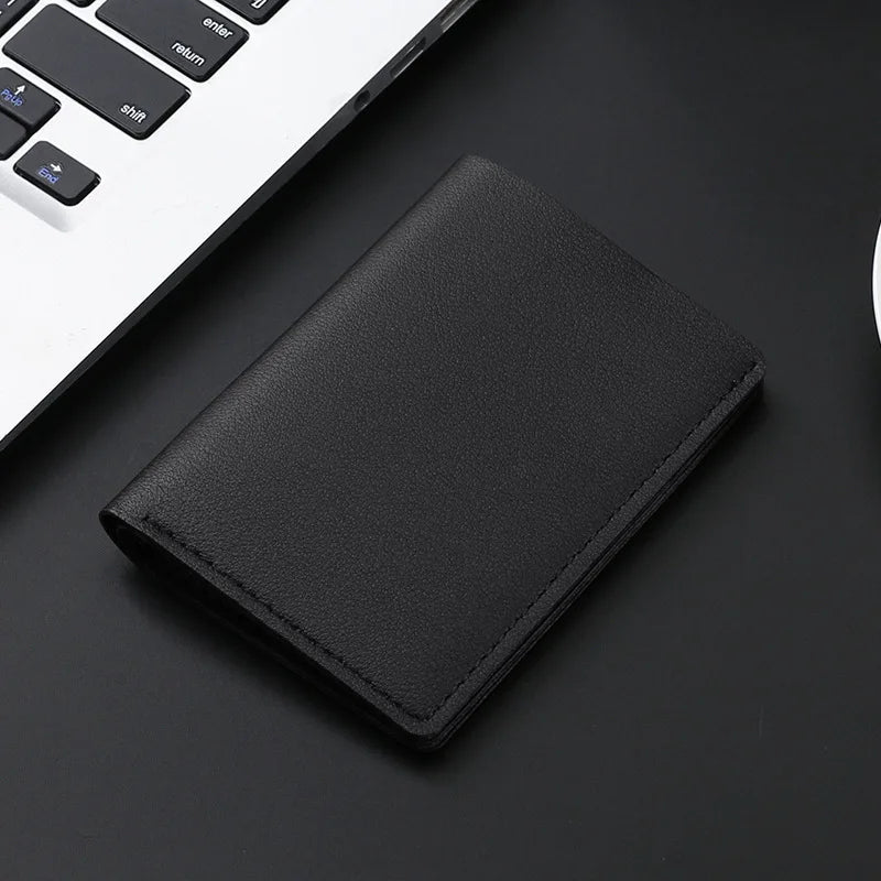 Slim PU Leather Women's Wallet – Ultra-Thin Short Purse with Card Slots & Button Closure