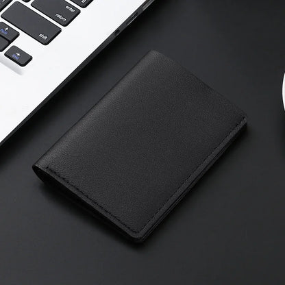 Slim PU Leather Women's Wallet – Ultra-Thin Short Purse with Card Slots & Button Closure