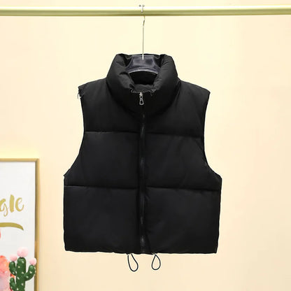 Women's Quilted Puffer Vest – Cropped Sleeveless Zip-Up Jacket