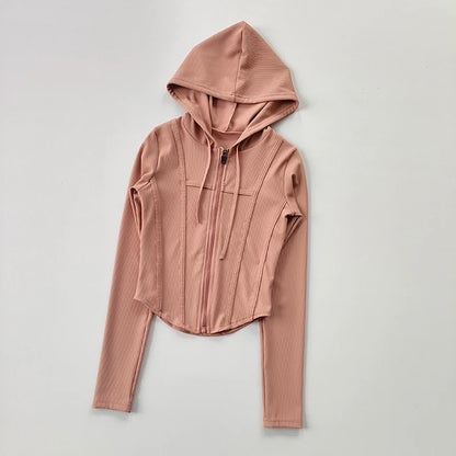 Women's Zip-Up Hoodie Jacket – Slim Fit Quick-Dry Sports Running Top