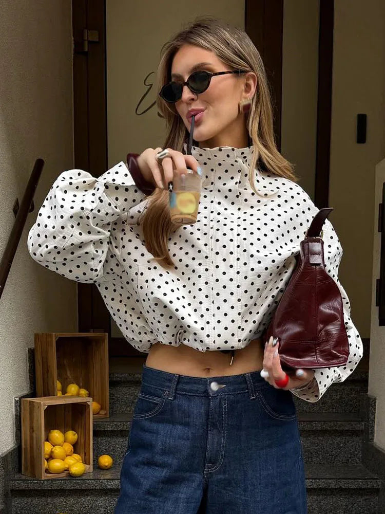 Women's Polka Dot Jacket & Shorts Set