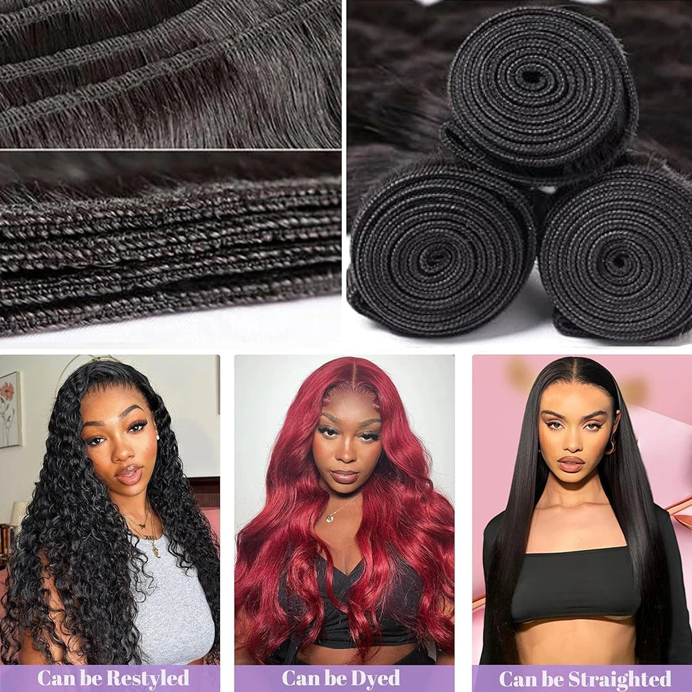 Burmese Raw Curly Human Hair Bundles Deep Wave 3 4 Women 30 Inch Sew Quickly Weave Remy Virgin