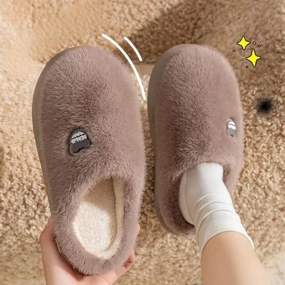 Winter Plush Couple Slippers Men Women Ultra Soft Memory Foam Cloud Comfort Non-Slip Thick Sole