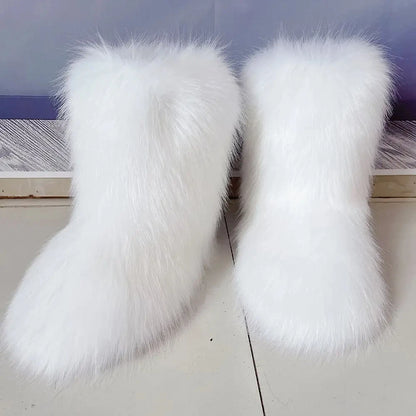 Faux Fur Snow Boots for Women – Fluffy Plush Winter Footwear