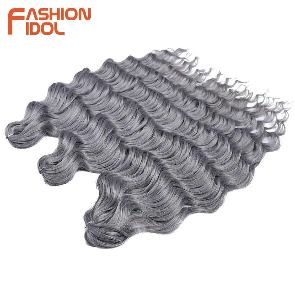 Anna 24 Inch Synthetic Hair Water Wave Braiding Extensions Ombre Blonde Deep Afro Curl Twist Crochet