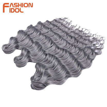 Anna 24 Inch Synthetic Hair Water Wave Braiding Extensions Ombre Blonde Deep Afro Curl Twist Crochet