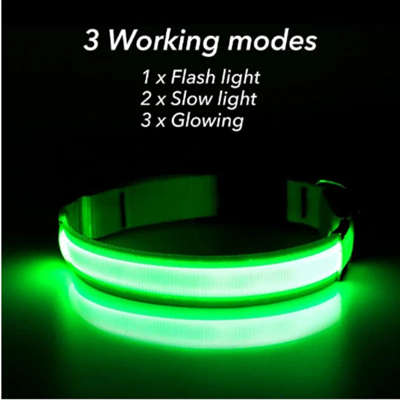 LED Dog Collar USB Rechargeable Glowing Safety Collar