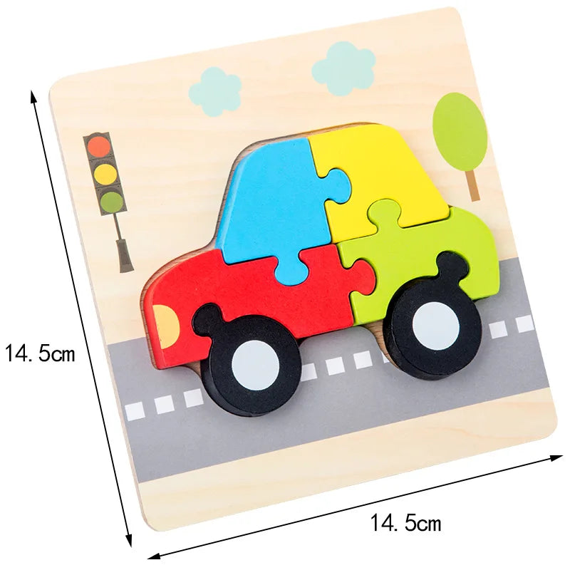 3D Wooden Puzzle for Kids – Cartoon Animal Jigsaw Learning Toy
