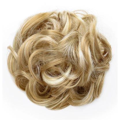 Synthetic Messy Bun Chignon Donut Hair Pad Elastic Rope Rubber Band Black Brown Blonde Hairpiece