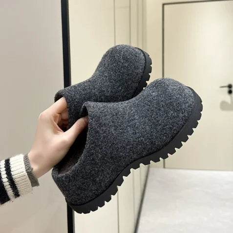 Women's Flannel Platform Slippers – Closed Toe Retro Clogs