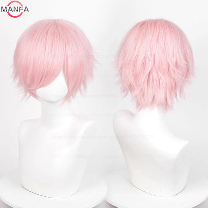 Anime 30cm Short Straight Cosplay Wig Black White Green Brown Purple Blue Gray Red Gold Man Women