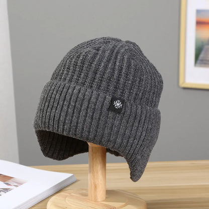Winter Knit Beanie with Ear Flaps – Faux Fur Lined Warm Hat for Men