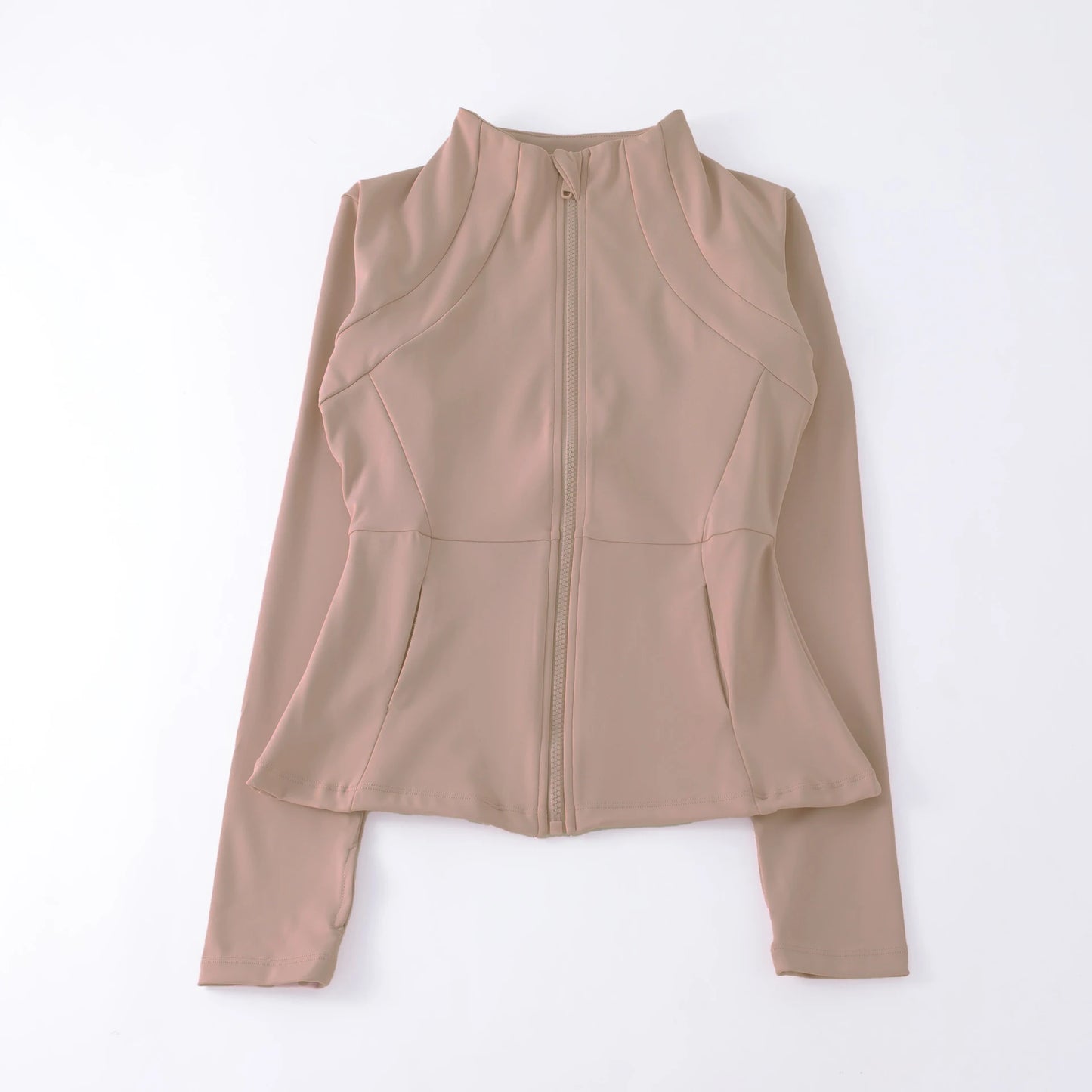 Women's Zip-Up Athletic Jacket with Thumb Holes – Slim Fit Running Top