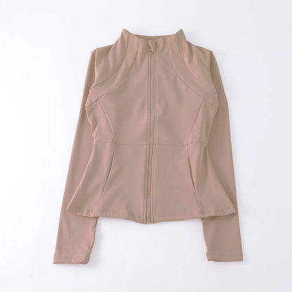 Women's Zip-Up Athletic Jacket with Thumb Holes – Slim Fit Running Top