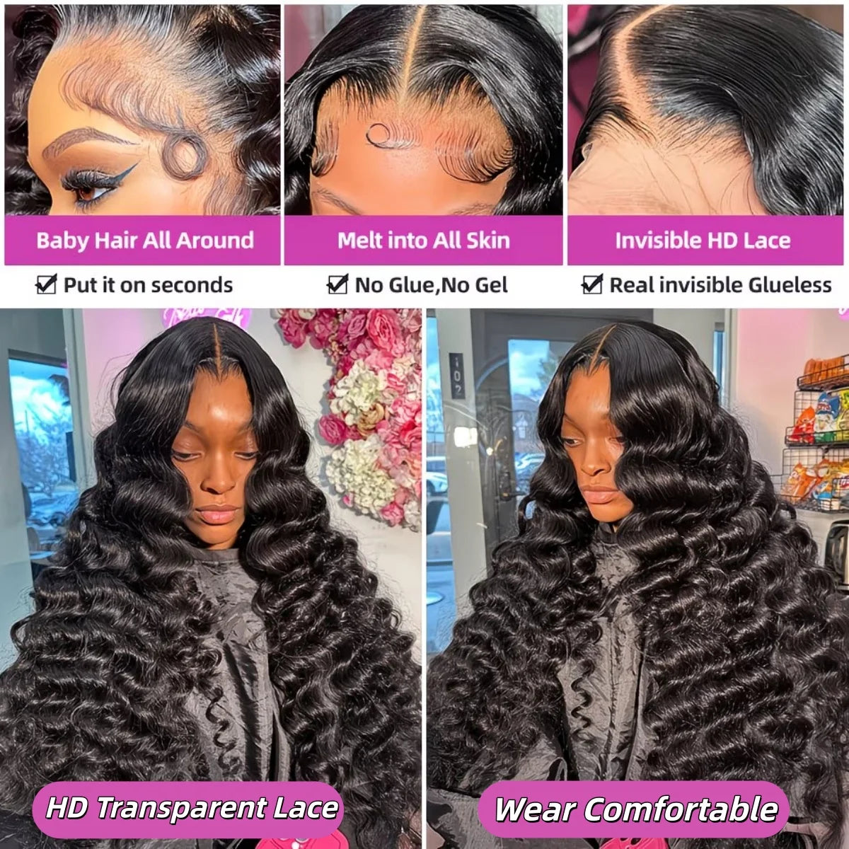Deep Wave Lace Front Wig - HD Lace Human Hair Curly Wig
