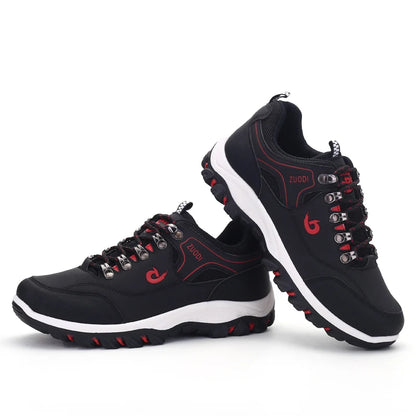 Men's Leather Lace-Up Sneakers – Non-Slip Casual Walking Shoes