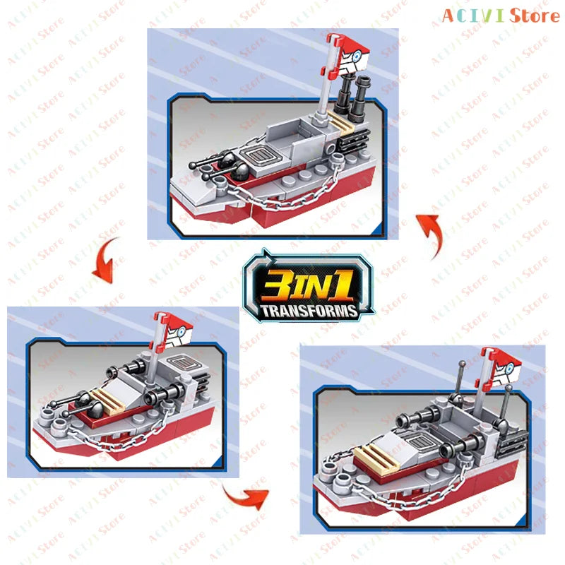 Navy Warship Building Block Model Kit – Compatible with LEGO Construction Sets