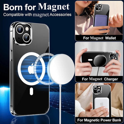 Ultra Slim Clear Magnetic Phone Case Iphone 16 15 14 Pro Max Plus 12 13 Mini 11 Mobile Shockproof