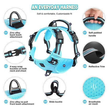 No Pull Dog Harness – Adjustable Soft Padded Vest with Control Handle