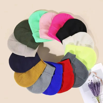 Knitted Beanie Hat – Warm Stretch Cuffed Cap for Men & Women