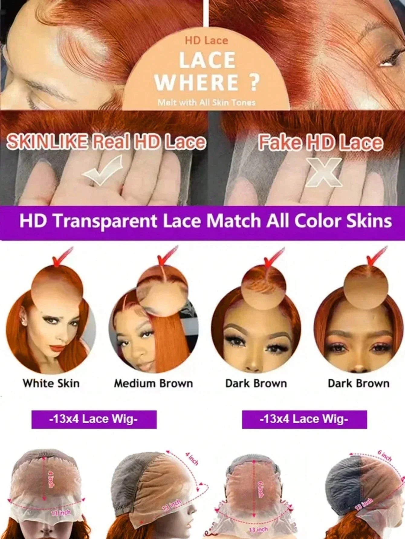 Orange Ginger Curly 13x6 Lace Front Wigs Human Hair Women Deep Wave 13x4 Frontal Wig 350 Colored Pre