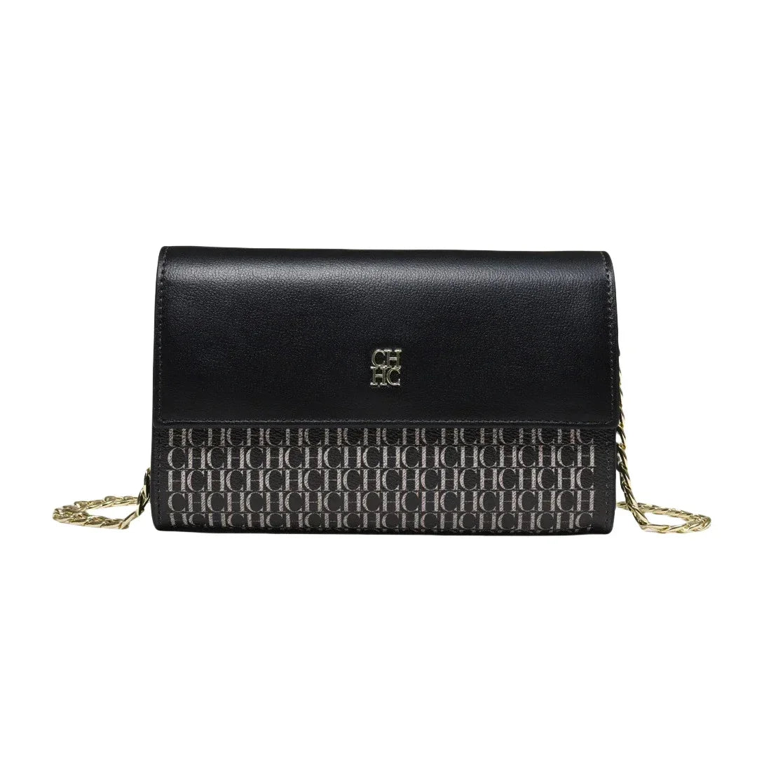 Women's Chain Crossbody Bag – Letter Print PU Leather Flap Shoulder Purse