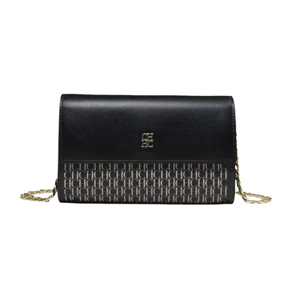 Women's Chain Crossbody Bag – Letter Print PU Leather Flap Shoulder Purse