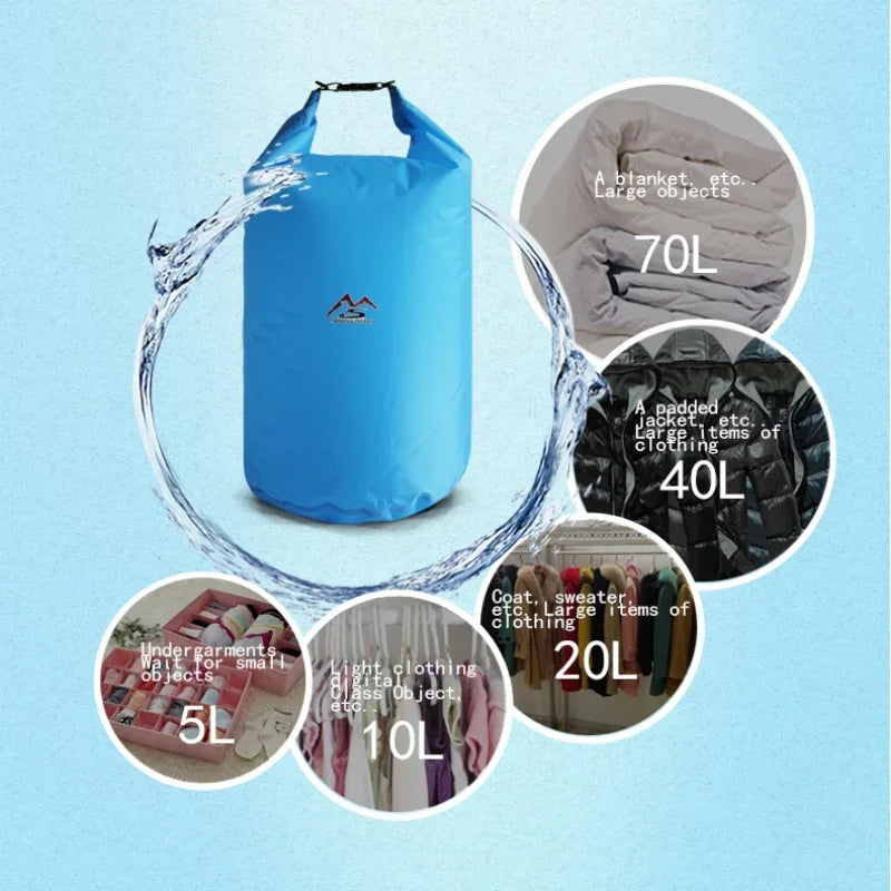 Waterproof Dry Bag – 5L 10L 20L 40L 70L for Kayaking, Camping & Hiking