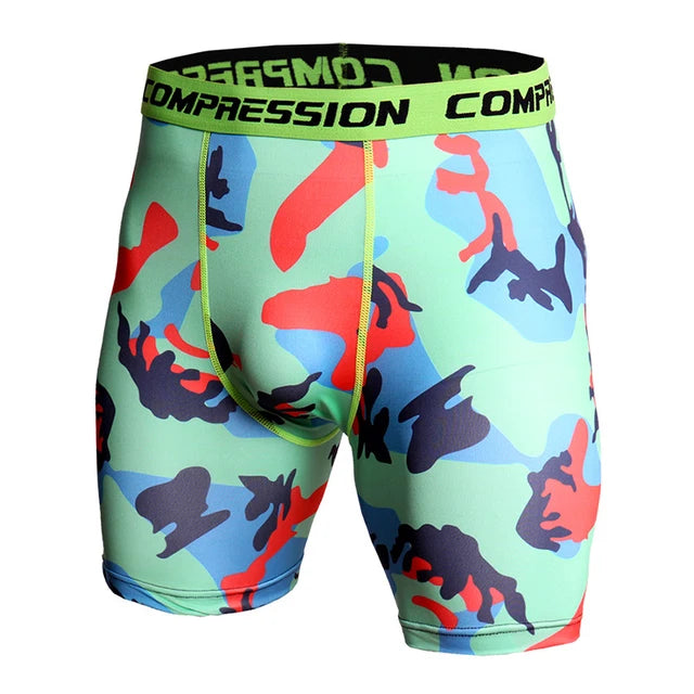 Men's Camo Compression Shorts – 3D Print Gym Workout Tights