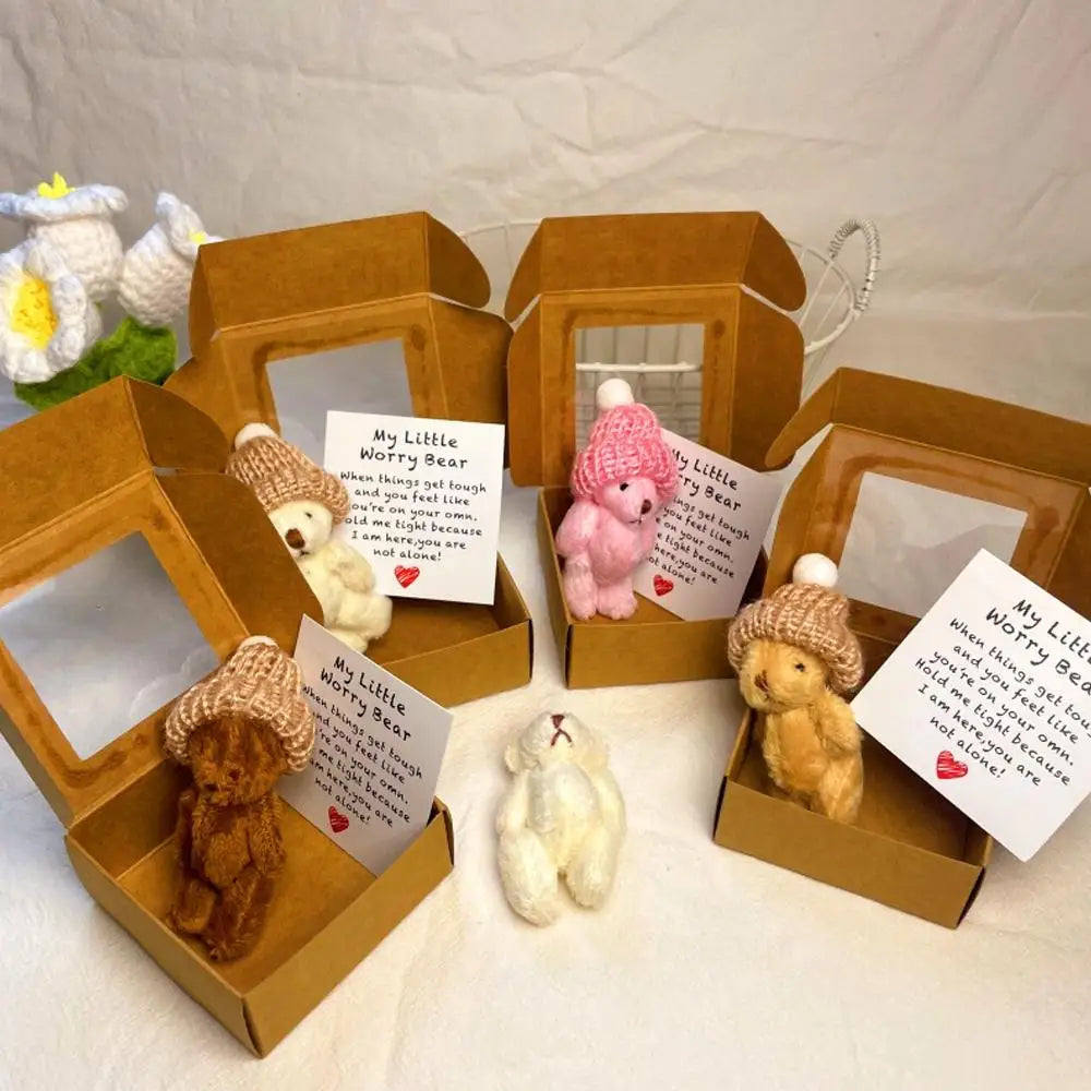 Pocket Worry Bear with Inspirational Card – Mini Plush Gift Box