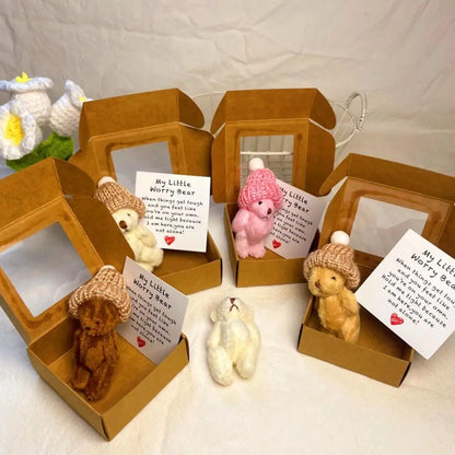 Pocket Worry Bear with Inspirational Card – Mini Plush Gift Box