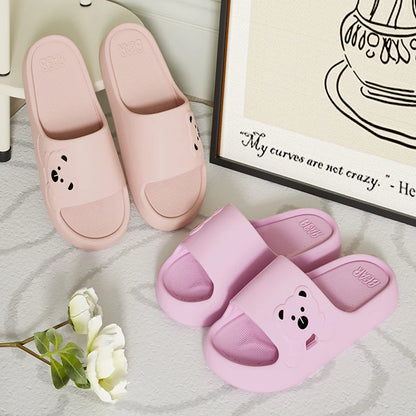 Summer Cartoon Bear Indoor Slippers Women Lightweight Soft Eva Slides Woman Comfort Home Bathroom