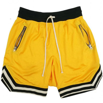 Men's Mesh Basketball Shorts with Zip Pockets & Drawstring