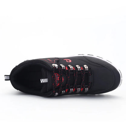 Men's Leather Lace-Up Sneakers – Non-Slip Casual Walking Shoes