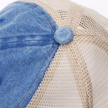 Washed Cotton Mesh Trucker Hat – Unisex Adjustable Baseball Cap