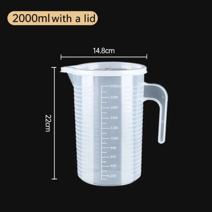 1pc Clear Graduated Measuring Cup Scale Plastic Transparent Mixing Large Capacity Lid Laboratory