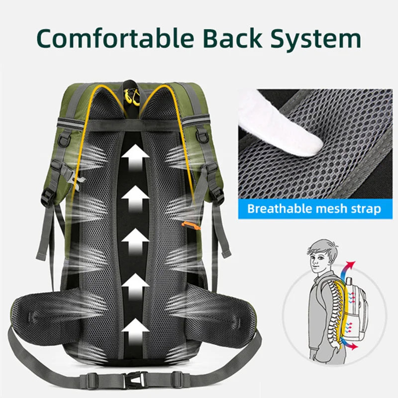50L Hiking Backpack with Rain Cover – Waterproof Outdoor Travel Bag for Men & Women