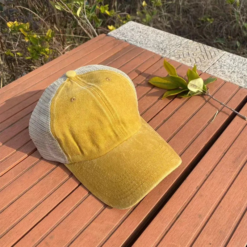 Washed Cotton Trucker Hat – Unisex Mesh Baseball Cap