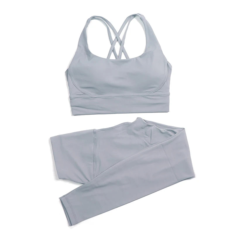 Women's Nylon Yoga Set – Sports Bra & Leggings 2-Piece