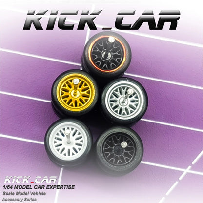 1:64 Scale Rubber Wheels Upgrade Set – 5 Cars (10 Wheels)