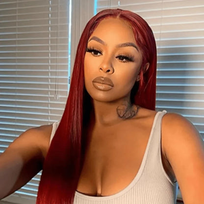 13x4 HD Lace Front Wig 99J Burgundy Straight Human Hair