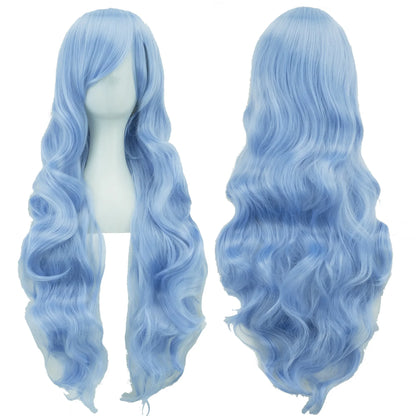 Soowee Curly Long Synthetic Hair Green Wig Hairpiece Pink Black Party Cosplay Wigs Women