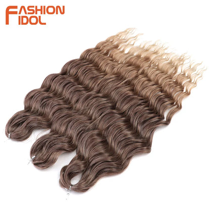 Anna 24 Inch Synthetic Hair Water Wave Braiding Extensions Ombre Blonde Deep Afro Curl Twist Crochet