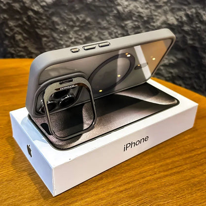Metal Ring Transparent Shockproof iPhone Case with Camera Lens Protector