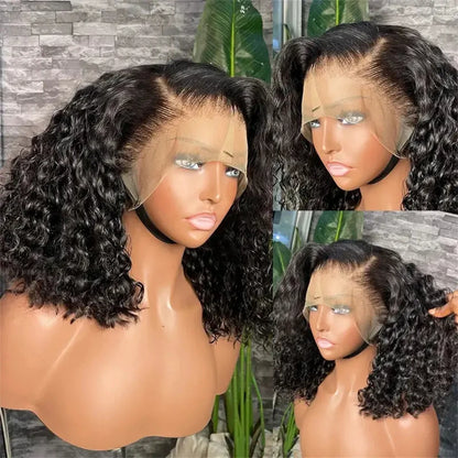 Water Wave Short Bob Wig – 4x4 & 13x4 Lace Front Human Hair, 200% & 250% Density