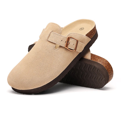 Suede Mule Clogs – Women's Arch Support Cork Outdoor Slippers