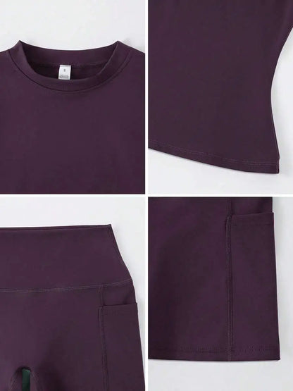 Women's Crop Top & Shorts Workout Set – Tummy Control