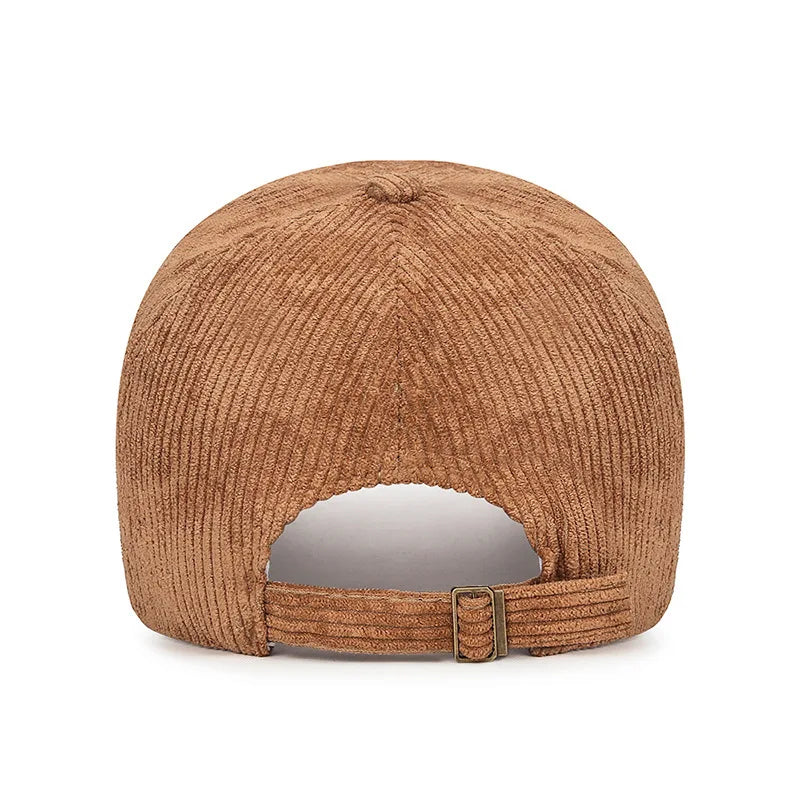 Corduroy Baseball Cap – 3D Embroidered R Letter Structured Hat