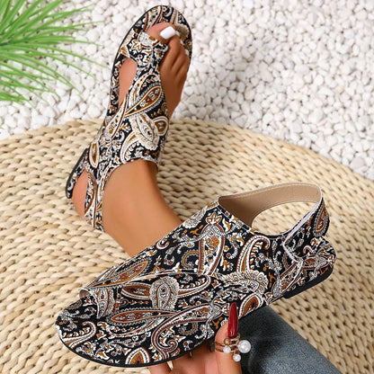 Women's Bohemian Flat Sandals – Printed Mandala Roman Style