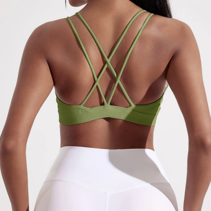 Women's Strappy Cross-Back Sports Bra – Gym, Yoga & Training Top